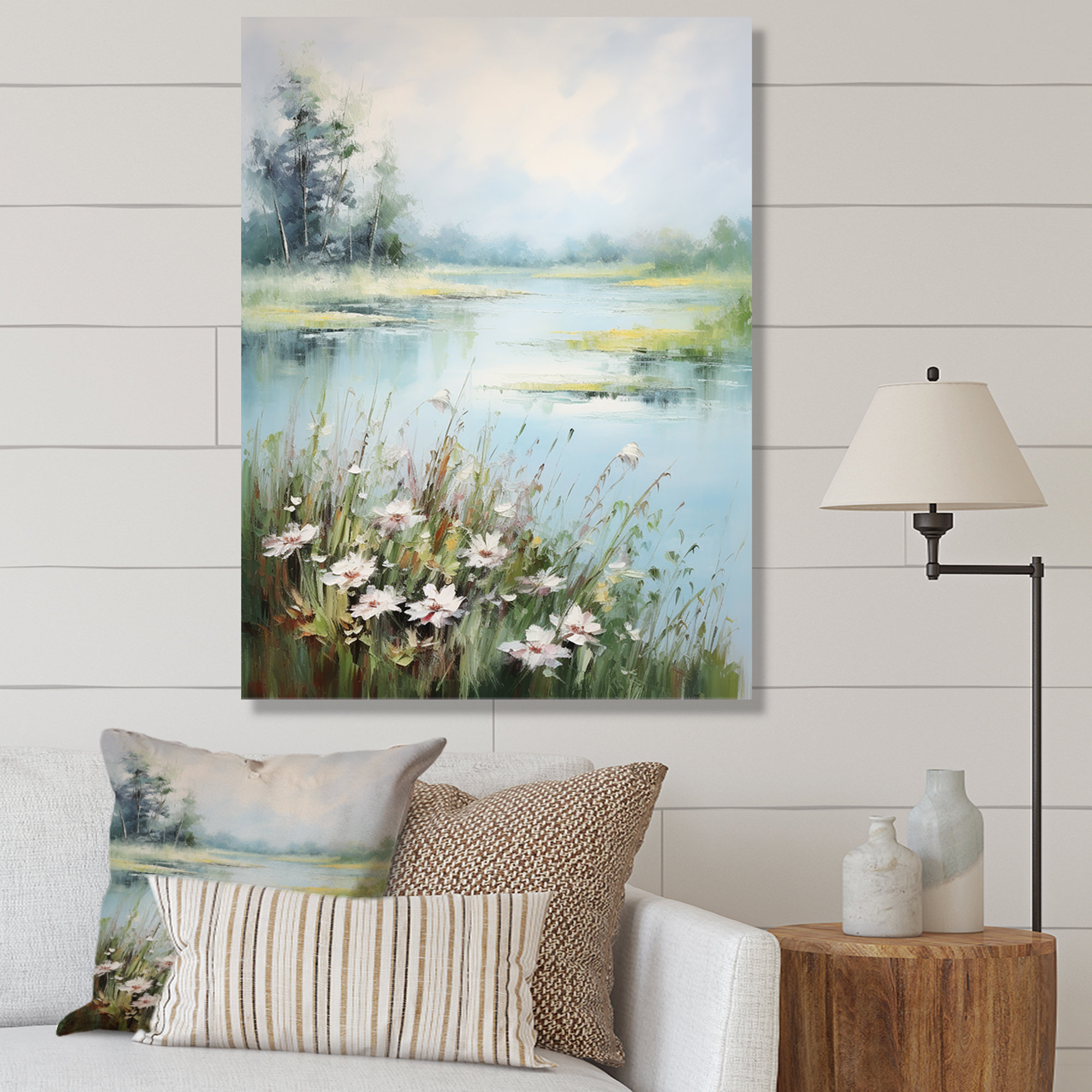 Red Barrel Studio® Meadow Tranquil Waters III - Floral Canvas Wall Art